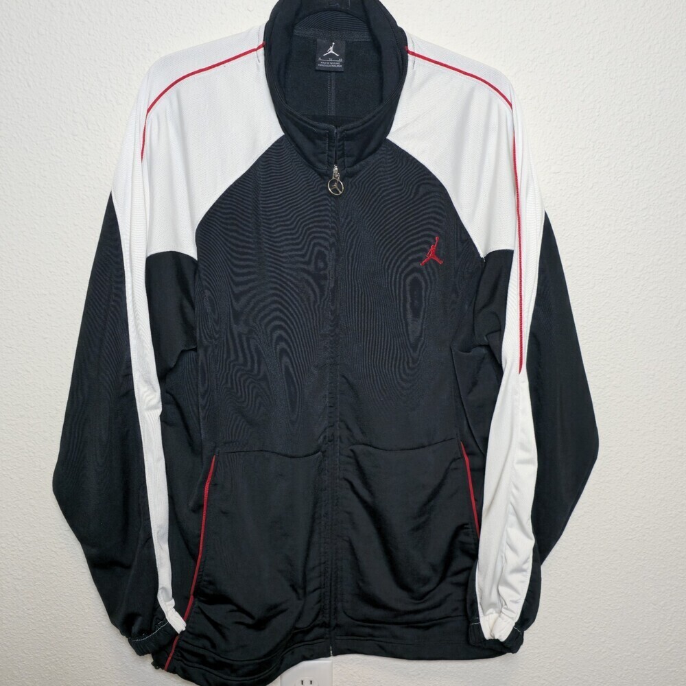 Jordan Full Zip Track Jacket XL Black White Red Jumpman Athletic Warm Up